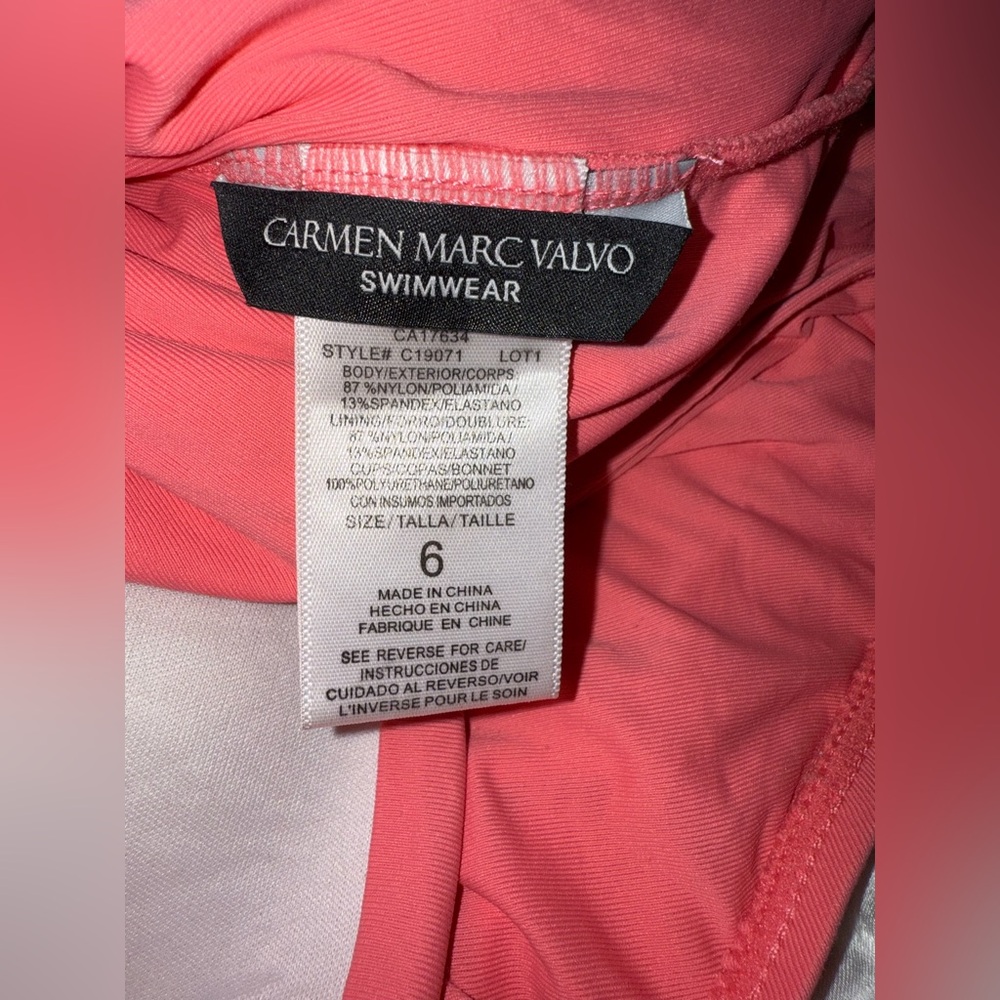 Carmen Marc Valvo Excellent condition Molded Cup Tie Back Bandeau One Piece 6 - Picture 5 of 5